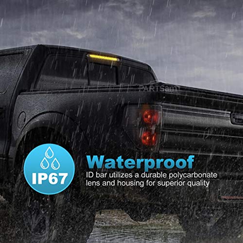 Partsam 2Pcs 17 Inch Amber Led Truck Trailer Light Bar 40 LED Clear Lens Dual Row, 17" Sealed LED Waterproof Submersible Turn Signal Tail Clearance Marker Identification Truck Trailer Light Bar - color: Amber Led
