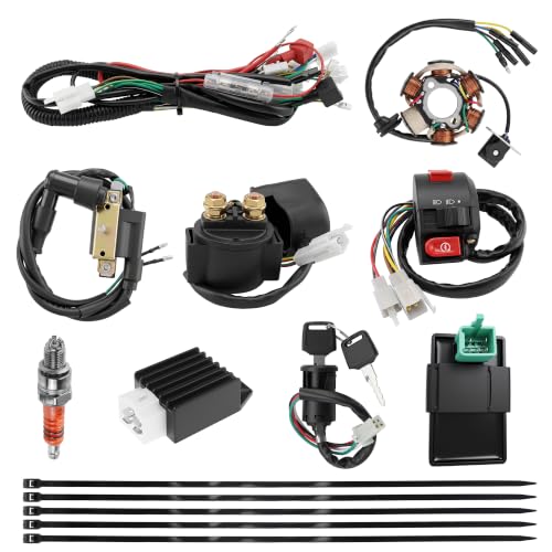 PRO BAT Full Wiring Harness 5-Pin AC CDI 4-Pin Rectifier 6-Coil Stator - color: Orange Spark Plug, size: Half-wave Rectifier