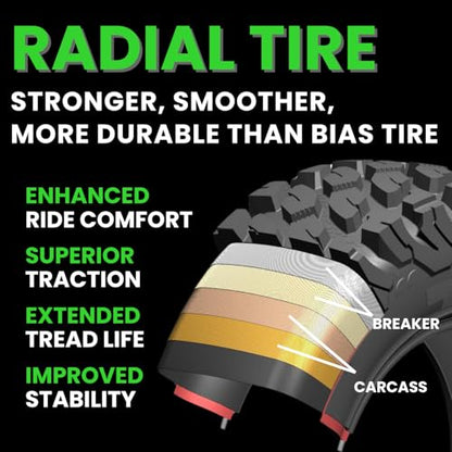 RUNIX UTV SxS Radial Tires, RUNIX TerraVance, 35X10R15, 35X10-15, 8PR, Radial Tire, Set of 4, All Terrain, Tubeless - size: 35X10R15