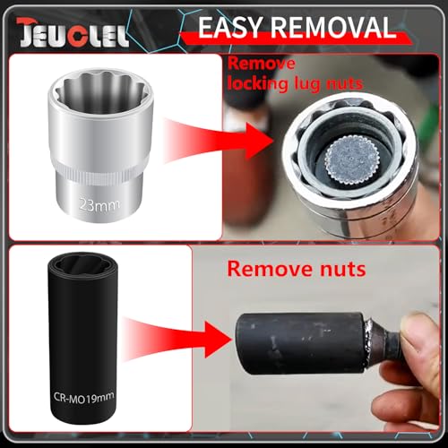 1/2" Dr 12Pt 23mm Spline Socket & 19mm Twist Lug Nut Socket for BMW