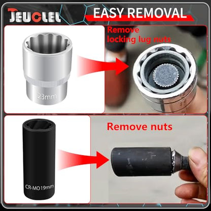 1/2" Dr 12Pt 23mm Spline Socket & 19mm Twist Lug Nut Socket for BMW