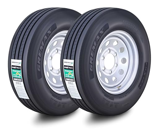 GREMAX All Steel Trailer Tire Wheel ST225/75R15 14PR 6X5.5" Silver Mod Pk2 - size: ST225/75R15-14-Ply