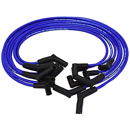 A-Team Performance Silicone Spark Plug Wire Set - High-Temp Silicone Wire with 90-Degree Distributor & 45-Degree Boots - Compatible with Ford SBF 221-351W Engines - 8 Pack, Blue, 8.0mm