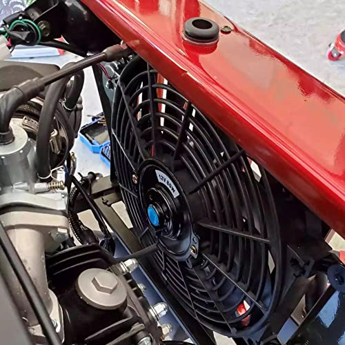 BLACKHORSE-RACING 12" Universal Electric Radiator Cooling Fans + Thermostat Relay & Mount Kit - size: 12 Inch