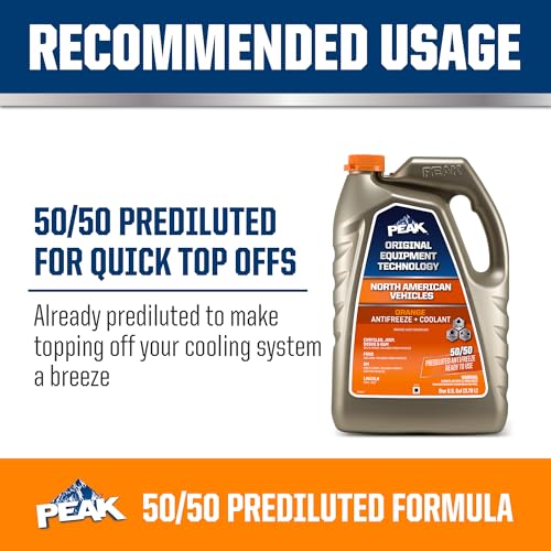 PEAK OET Extended Life Orange 50/50 Prediluted Antifreeze/Coolant for North American Vehicles, 1 Gal. - size: 50/50