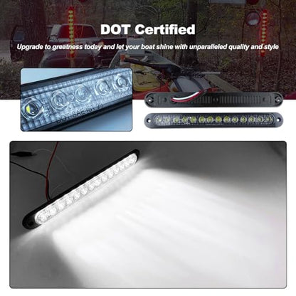 10" White Trailer LED Reverse Lights Bar Strip Truck Bed Backup Lights Rear Running Side Marker for Truck RV Aluminum Alloy Base, 15 LEDs 2Pcs - color: White