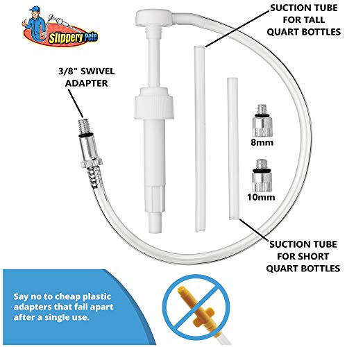 Slippery Pete - Lower Unit Gear Oil Pump for Standard Quart Bottles, Includes 3/8 inch Metal Swivel, 8mm and 10mm Adapters Fit Most Marine Boat Outboard Motors (NOT COMPATIBLE WITH VOLVO PENTA) - size: 28mm