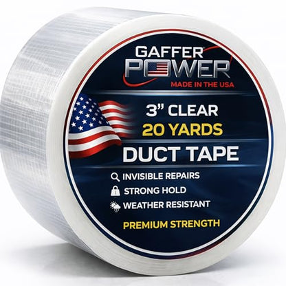 Gaffer Power Clear Repair Tape 3 in x 20 Yds, Waterproof, Made in USA - size: 3 Inch x 20 Yards