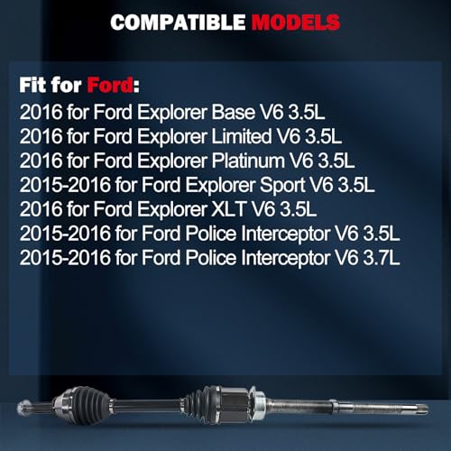 cciyu CV Axle for Ford Explorer/FPIU - Front Right - only AWD - DV6Z3B436A - size: 17-9582