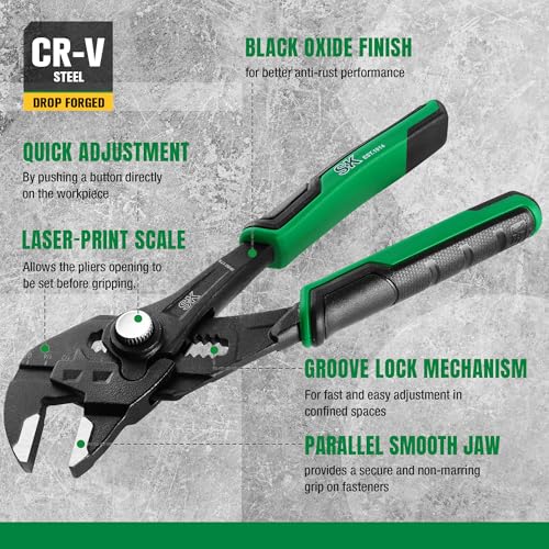 SK Pliers Wrench Set, Adjustable Parallel Smooth Jaw, 6-Inch & 7.5-Inch - size: 6-Inch, 7.5-Inch Set