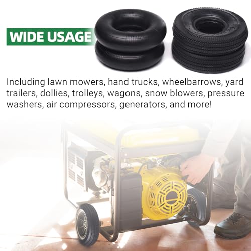 (2 Pack) AR-PRO 10" Heavy-Duty Replacement All-Purpose Utility Tire and Tube - 4.10/3.50-4" Pneumatic Tires with 10" Inner Tubes TR-13 Straight Valve Stem for Lawn Mowers, Hand Trucks, and More - size: 4.10/3.50-4
