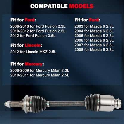 CCIYU CV Axle Shaft Assembly for Ford Fusion 2006-2012 - size: 17-9893