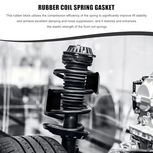 4 PCS Rubber Car Coil Spring Spacers, Heavy Duty Lift Blocks for 2" to 2.5" Coils Springs Elevation, Universal Front & Rear Coil Spacer Spring Booster Kit for Cars Trucks SUVs