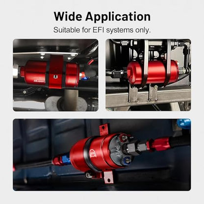 EVIL ENERGY External Inline Fuel Pump for 12V EFI System, 300LPH Flow - color: Red