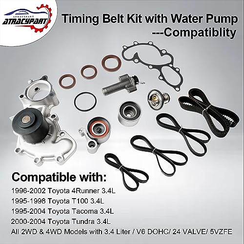 Timing Belt Kit Water Pump, Fit For 1995-2004 Toyota 4Runner, Tacoma 3.4L - size: TKT025 With Thermostat