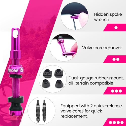 RideNow 45 mm Tubeless Presta Valve Stems, 7075 Aluminum, Purple, Pair - color: Purple, size: 45mm