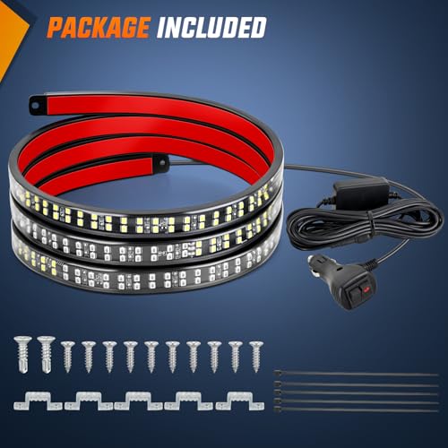 Nilight 60 Inch 360 LED Tailgate Strobe Light Strip Red White - color: 60" Tailgate Strobe Red/White