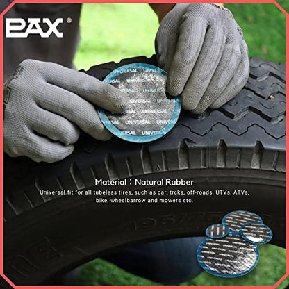 PAX 10 Pcs 100mm Round Universal Tire and Tube Patch Repair Kits, for Radial and Bias Tires Truck, Tractor, Agricultural Vehicles, Motorcycle, BMX, ATVs, River Floating, Inflatable Rubber - size: 100mm