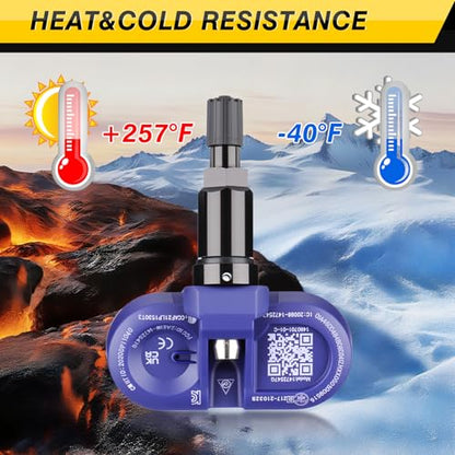 Bluetooth TPMS Sensor-4-Pack for Tesla Model 3/Y 2020+, X/S 2021+, Snap-in Tire Pressure Monitor, Replaces 149070101B - size: 14907-0101B
