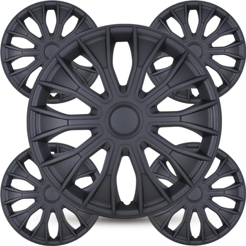 Winjet Wheel Rim Cover Snap On Auto Tire Rim Replacement for 15 inch Wheels 15" Hub Caps Matte Black Wheel Rim Cover [Only Fit Iron Hub - Steel Wheel] (4-Pack) - color: Matte Black (86-BP-15), size: 15 inch