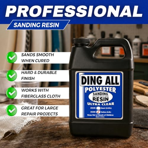 Ding All Sanding Resin 1 Gallon Polyester for Surfboard Fiberglass Repair - size: 1 Gallon