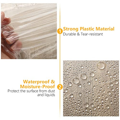 4 Rolls 8 x 66 Feet Plastic Sheeting, Painters Plastic Drop Cloths for Painting, Pre-Taped Masking Film Tape and Drape for Automotive Painting Covering, Furniture Floor Dustproof Cover - size: 8 x 66 feet