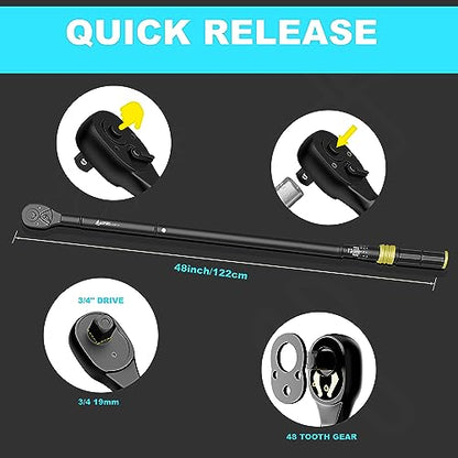 ANPUDS 3/4" Click Torque Wrench, 100-800 Ft-Lb/135.5-1084 Nm, Heavy Duty - size: 100-800 ft-lb / 135.5-1084 Nm