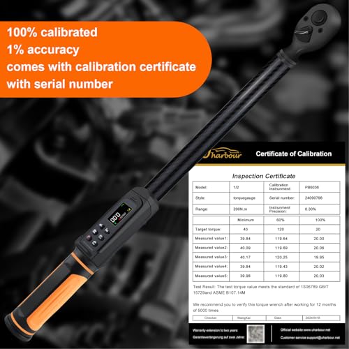 Uharbour Carbon Fiber 1/2" Digital Torque Wrench 2.2-147.5 Ft.lb - size: 1/2" Drive 3-200 Nm (Carbon Fiber)