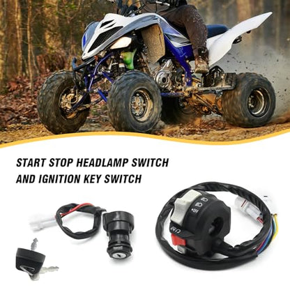 4KB-83973-00-00 Start Stop Headlamp Switch and Ignition Key Switch, Replacement for Yamaha ATV Bear Tracker 250 YFM250X 2002 2003 2004, Replaces 4XE-82510-00-00