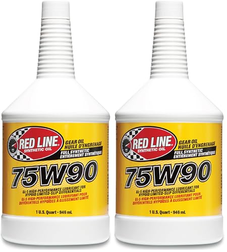 Red Line (57904) 75W90 GL-5 Synthetic Gear Oil for Hypoid Limited Slip Differentials - 1 Quart (Pack of 2) - size: 1 Quart (32 Ounces) (Pack of 2)