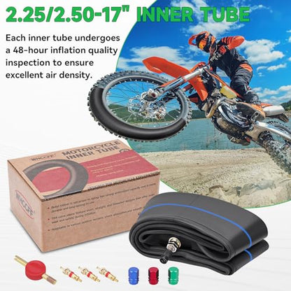2.25/2.50-17 Heavy Duty Dirt Bike Inner Tube TR4 Staight Valve Stem Tire Tube for Honda Kawasaki Yamaha Suzuki Pit Dirt Bike Inner Tire 110cc 125cc 140cc Dirt Bikes Moped Tyre Tubes - size: 2.25/2.50-17" 1pc