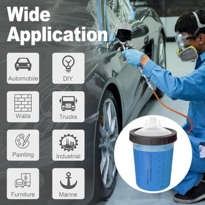 Paint Spray Gun Disposable Cups System 800ml (28oz) with Lids Liners - size: 28 Ounce Kit (800ml)