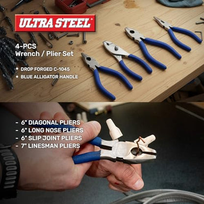 10PC Wrench and Plier Set, Heat Treated Carbon Steel