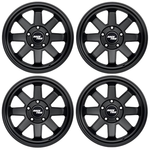 RockTrix RT116 15x7 UTV SxS 휠 5x114.3 5+2 오프셋, 매트 블랙, 4피스 세트