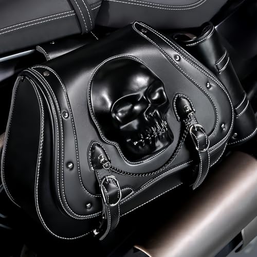 Motorcycle Saddlebag, 30L Leather Waterproof Side Saddle Bags with Cup Holder, Universal Powersports Saddlebags for Harley Davidson Sportster Dyna Softail Honda Shadow Rebel Yamaha Vulcan