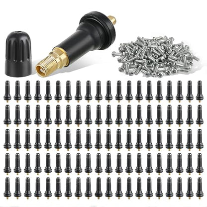 AUTOKAY 100pcs TPMS 17-20008 Rubber Snap-in Tire Pressure Sensor Tire Valve Stem TPMS Compatible with Jeep Ford Chevy Chrysle Ram GMC Cadillac Buick Lincoln Pontiac Ram Hyundai for Subaru for Dodge