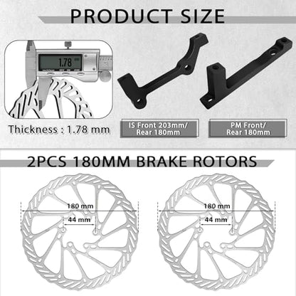 BUCKLOS 2 Piston Power-Off Ebike Hydraulic Disc Brake Set with 180mm Rotors