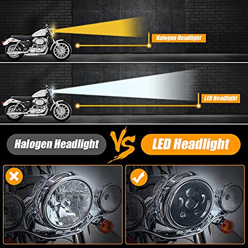 7 Inch 6-Lens LED Headlight Fits for Harley Road King, Street Glide - color: Black