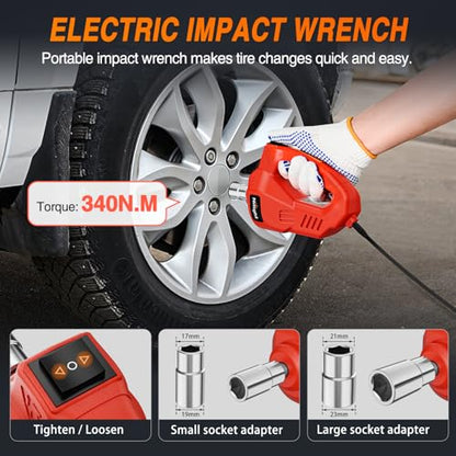 Nilight Electric Car Jack 5 Ton 12V Hydraulic Floor Jacks w Impact Wrench - size: 5 T w Impact Wrench