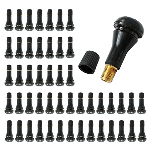 Fekuar 50Pcs TR413 Snap-in Tire Valve Stems Short Black Rubber Valve TR 413 - color: 50Pcs, size: TR413