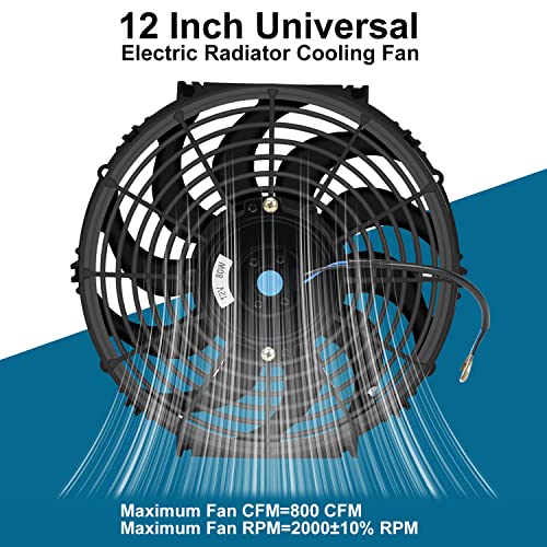 12 Inch Universal Slim Fan Push Pull Electric Radiator Cooling Fan - size: 12inch 80W