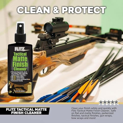 Flitz Tactical Matte Finish Cleaner - 7.6oz Bottle of USA-Made Gun Cleaner Spray to Remove Fingerprints, Oil, & Other Grime - Fast-Drying Cleaning Solution for Gun Wraps & More (3 Pack) - size: 7.6 Ounce (Pack of 3)