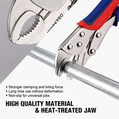 WORKPRO 3-Piece Locking Pliers Set, Heavy-Duty Cr-V Steel
