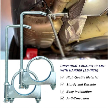 2.5" Universal Exhaust Clamp With Hanger, Muffler Hanger, 2 Pack - size: 2.5 Inch-2 PACK