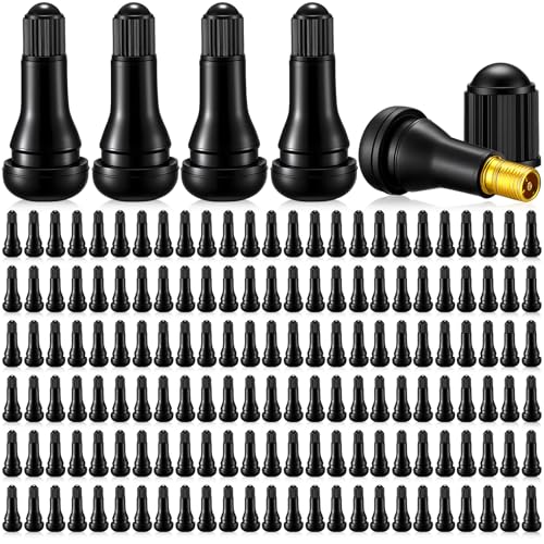 Tallew 200 Pieces TR413 Tire Valve Stems, Rubber Snap-in Tubeless, Black