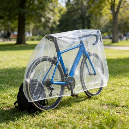 2 Pack Transparent Disposable Bicycle Covers, High Clarity PVC Material, Elastic Closure For Road And Mountain Bikes, Portable Riding Protection Gear - color: 2PCS Transparent
