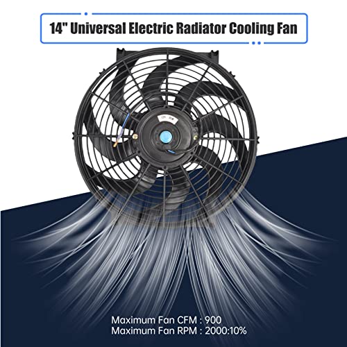 14 Inch Slim Fan Push Pull Electric Radiator Cooling Fan, Black - color: Black, size: 14'’