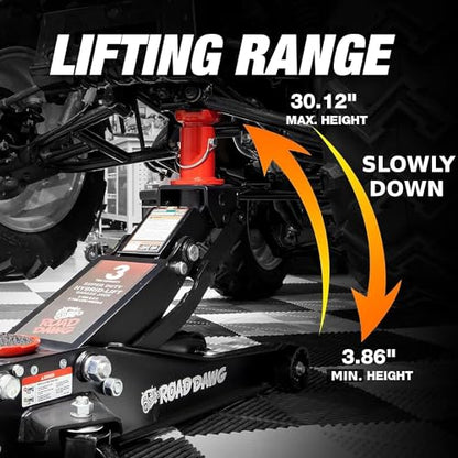 Road DAWG Low‑Profile High‑Reach Hydraulic 3 Ton Floor Jack, Black