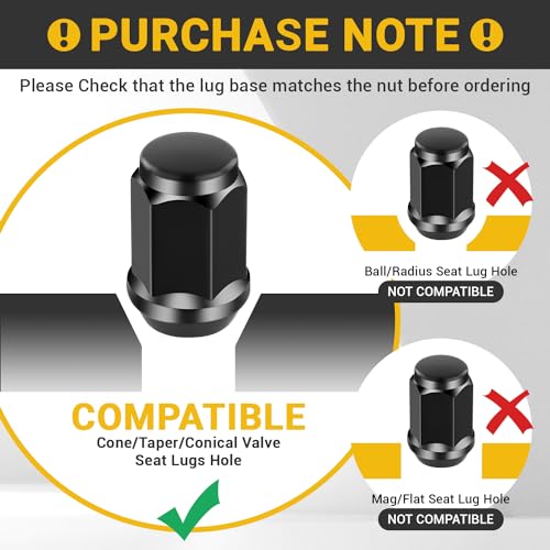 Golf Cart Wheel Lug Nuts, Black Lug Nut for Club Car & EZGO Golf Cart Model, 1/2"-20 Size, Set of 16 Pack-Black - color: Black