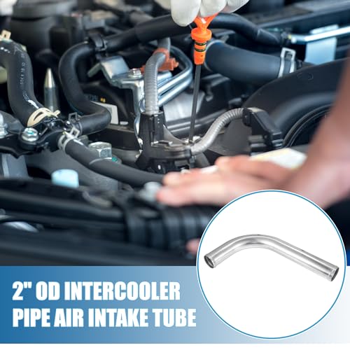 Universal 90 Degree L Shape Bend Elbow Intercooler Pipe Air Intake Tube 2" OD 51mm OD 500mm 19.69" Length Intercooler Pipe Aluminum Alloy - size: 51MM/2.0INCH OD